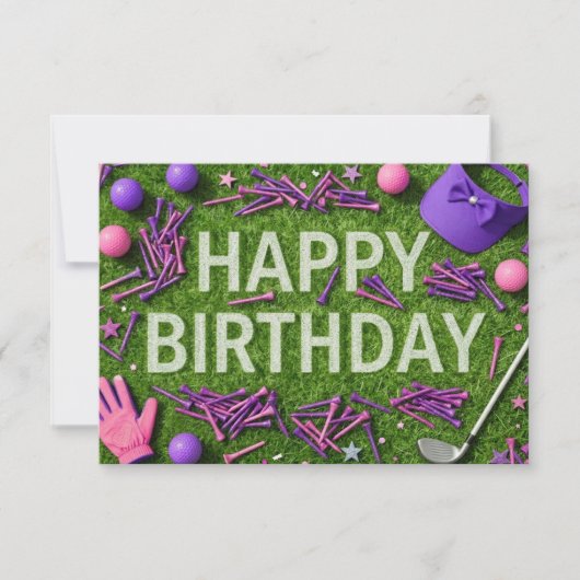 Carte Joyeux anniversaire de golf sur vert (Devant)