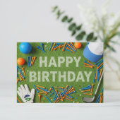 Carte Joyeux anniversaire de golf sur vert  (Debout devant)