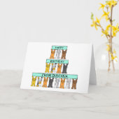 Carte Joyeux anniversaire de Indiana Cartoon Cats (Fleur jaune)