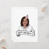 Carte Joyeux anniversaire de Kamala Harris (Devant/Arrière en situation)