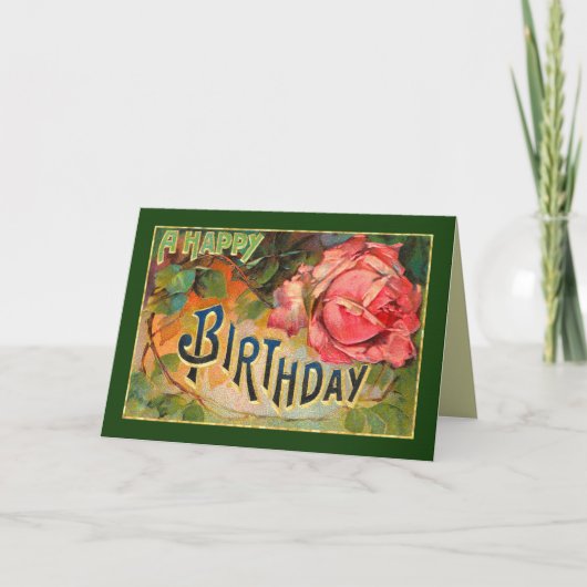 Carte Joyeux anniversaire de la florale Vintage (Devant)