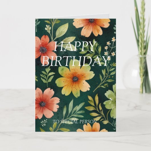Carte Joyeux anniversaire de la flore botanique (Devant)