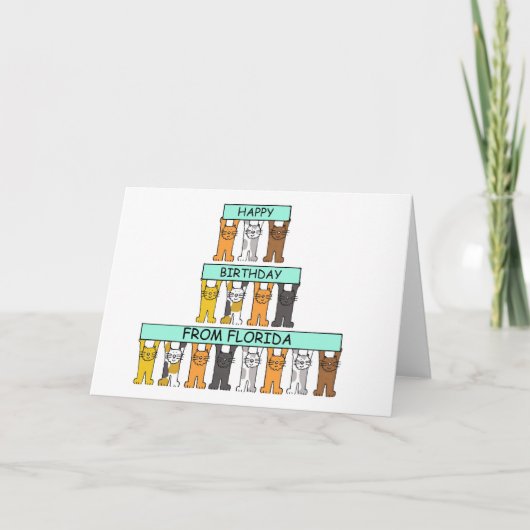 Carte Joyeux anniversaire de la Floride Cartoon Cats (Devant)
