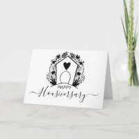 Carte Joyeux Anniversaire de la Maison, Contour Fl