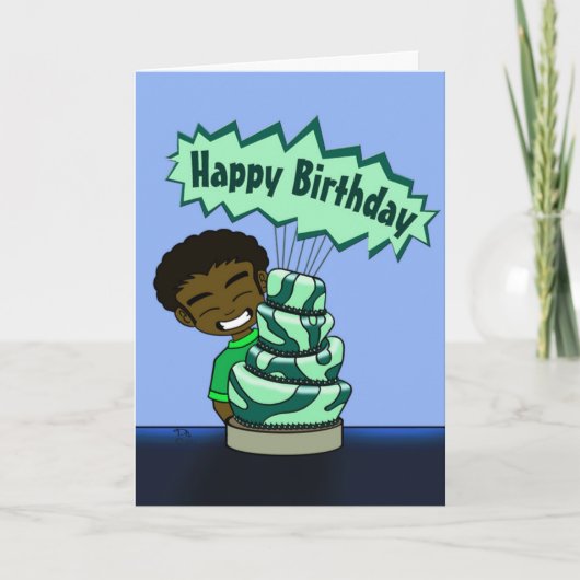 Carte Joyeux anniversaire de l'African American Boy and (Devant)
