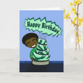 Carte Joyeux anniversaire de l'African American Boy and (Fleur jaune)
