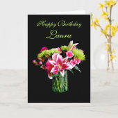 Carte Joyeux anniversaire de Laura, bouquet de lis (Fleur jaune)