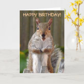 Carte Joyeux Anniversaire de l'écureuil (Fleur jaune)