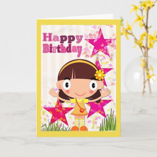 Carte Joyeux anniversaire de l'enfant (Fleur jaune)