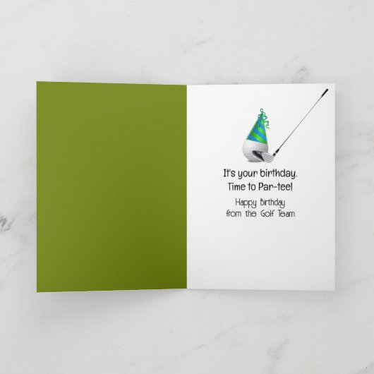 Carte Joyeux Anniversaire De L'Équipe De Golf (Intérieur)