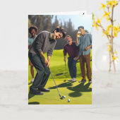 Carte Joyeux Anniversaire De L'Équipe De Golf (Fleur jaune)