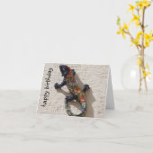 Carte joyeux anniversaire de lézard (Fleur jaune)