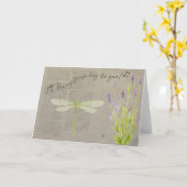 Carte joyeux anniversaire de libellule (Fleur jaune)