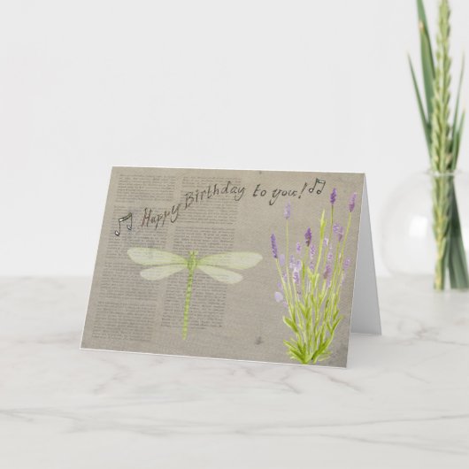 Carte joyeux anniversaire de libellule (Devant)