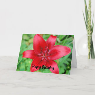 Carte Joyeux anniversaire de Lily rouge