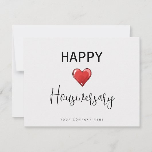 Carte Joyeux anniversaire de maison Script Cœur Rouge (Devant)