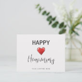 Carte Joyeux anniversaire de maison Script Cœur Rouge (Debout devant)