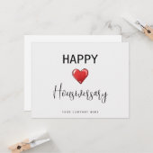 Carte Joyeux anniversaire de maison Script Cœur Rouge (Devant/Arrière en situation)