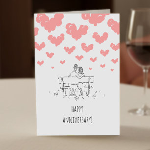 Carte Joyeux Anniversaire de Mariage Couple Marié Cœurs