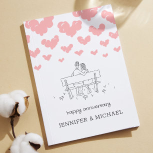 Carte Joyeux Anniversaire de Mariage Couple Marié Cœurs