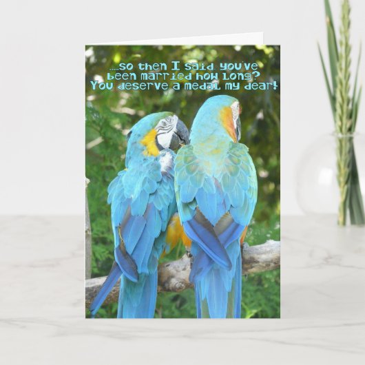 Carte Joyeux Anniversaire de Mariage ! - Humour Perroque (Devant)