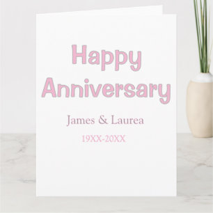 Carte Joyeux anniversaire de mariage nom date année rose