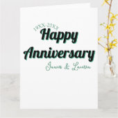 Carte Joyeux anniversaire de mariage nom date année vert (Fleur jaune)