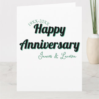 Carte Joyeux anniversaire de mariage nom date année vert