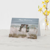 Carte Joyeux Anniversaire de Mariage Plage de Sable (Fleur jaune)