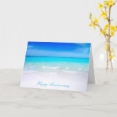 Carte Joyeux Anniversaire de Mariage Plage de Sable (Fleur jaune)