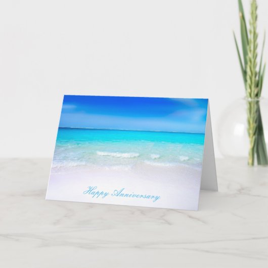 Carte Joyeux Anniversaire de Mariage Plage de Sable (Devant)