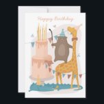 Carte Joyeux anniversaire. De mignons animaux. Funny our<br><div class="desc">Carte "Joyeux anniversaire" avec de mignons animaux amusants pour les enfants et les adultes.</div>