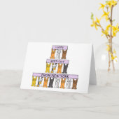 Carte Joyeux anniversaire de New York, Cartoon Cats. (Fleur jaune)