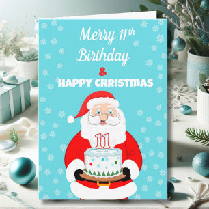 Carte Joyeux anniversaire de Noël 11 Santa
