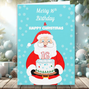 Carte Joyeux anniversaire de Noël 16 Santa