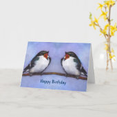 Carte Joyeux Anniversaire De Nous Deux : Deux Hirondelle (Fleur jaune)