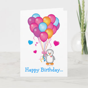 Carte Joyeux anniversaire de nous tous avec Penguin