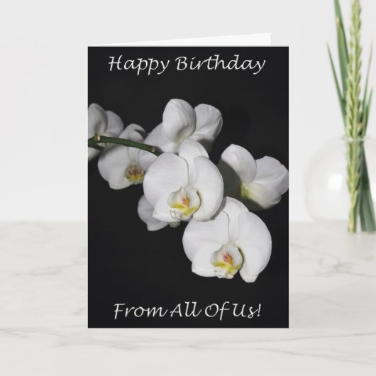 Carte Joyeux Anniversaire De Nous Tous Orchidée Blanche (Devant)