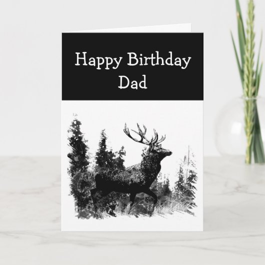 Carte Joyeux anniversaire de papa Vintage, Deer Animal (Devant)