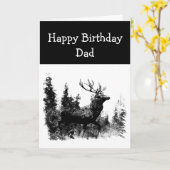 Carte Joyeux anniversaire de papa Vintage, Deer Animal (Fleur jaune)