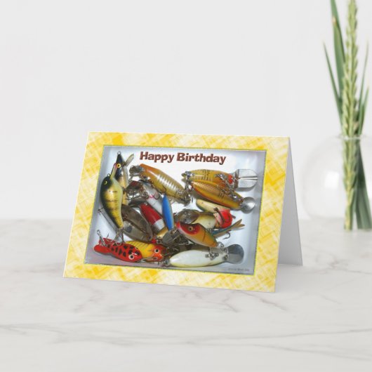 Carte Joyeux Anniversaire de pêche (Devant)