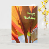 Carte Joyeux anniversaire de Pékin Gecko (Fleur jaune)