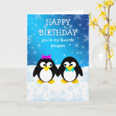 Carte Joyeux anniversaire de Penguin (Fleur jaune)