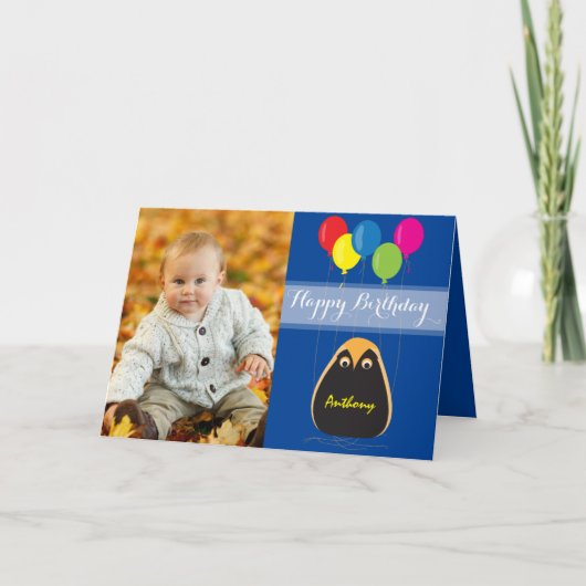 Carte Joyeux anniversaire de personnaliser avec un hibou (Devant)