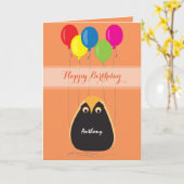 Carte Joyeux anniversaire de personnaliser avec un hibou (Fleur jaune)
