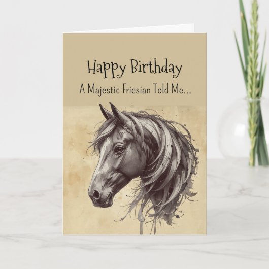 Carte Joyeux anniversaire de personnalité de cheval fris (Devant)