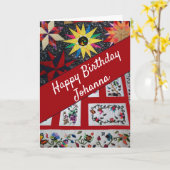 Carte Joyeux anniversaire de Quilters (Fleur jaune)