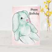 Carte Joyeux anniversaire de Rabbit (Fleur jaune)