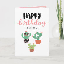 Joyeux anniversaire de rose mignon de cactus