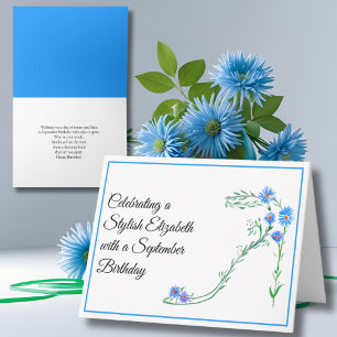 Carte Joyeux anniversaire de septembre Asters bleus pers